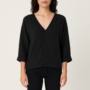 First Rite V-Neck Dolman Sleeve Top Black